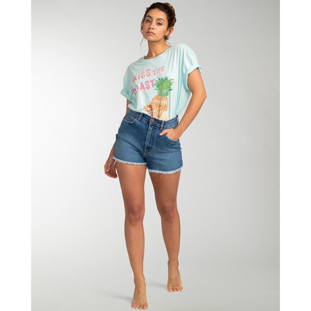 Nwt BILLABONG Kiss The Coast Women's Regular Fit T-Shirt Sz XL 14 Lt Blue - Picture 4 of 7